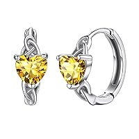 Silvora Celtic Knot Sterling Silver Birthstone Hoop Earrings with Shiny Cubic Zirconia for Women Girls Birthday Jewelry