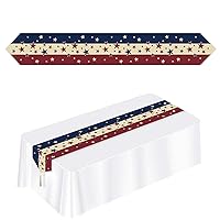 Club Pack of 12 Blue Stars and Stripes Patriotic Disposable Americana Table Runner 72