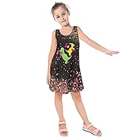 PattyCandy Toddler Girl's Cute Dinosaur and Hearts Fashion Summer Sun Sleeveless Dress & Stretchy Leggings,Size:2-16
