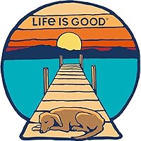 Life is Good. Dog Dock Sunset Decal, Island Blue