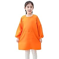 Lauthen.S 2 Pcs Kids Art Smocks,Artist Painting Aprons Long Sleeve with Pocket Eating Gardening Smocks for Toddler 2-12 Years