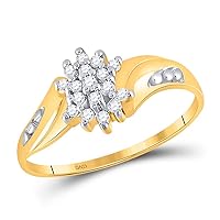 The Diamond Deal 10kt Yellow Gold Womens Round Diamond Cluster Ring 1/8 Cttw
