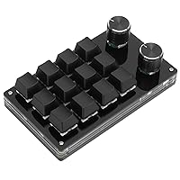 One Handed Programmable Mechanical Keyboard, 12 Keys RGB Multifunctional Mechanical Gaming Keypad Programmable Macro Keyboard with Knob Plug and Play One Handed Keyboard for Windows(Full Black)