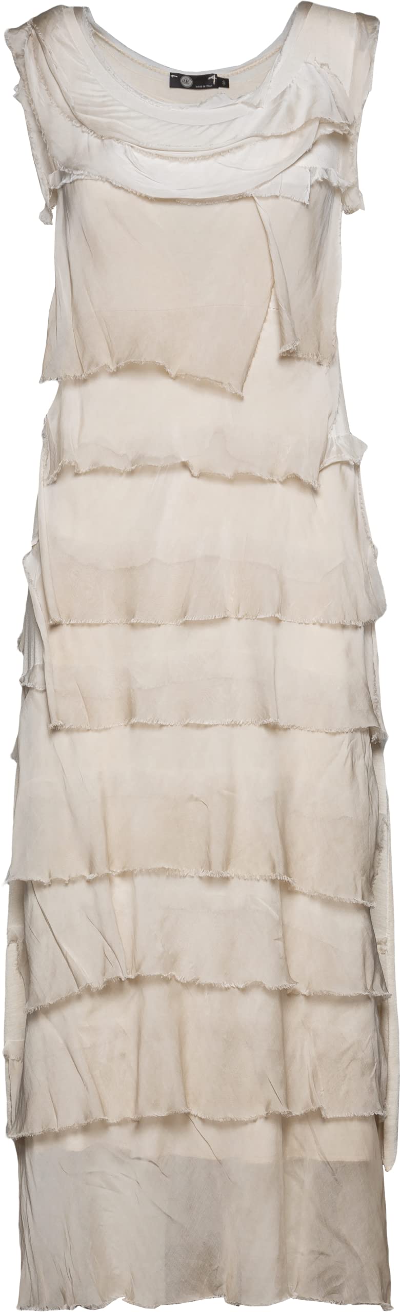 M Made in Italy Women's Frayed Silk Ruffle-Layered Maxi Dress