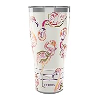 Tervis Flamingo Swirl Insulated Tumbler, 30oz, Stainless Steel