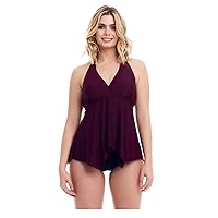 COVER GIRL Women's A Line V-Neck Style Tankini Top Swimsuit, Backless Bathing Suit