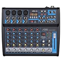 Audio2000'S AMX7323 Professional Eight-Channel Audio Mixer with USB Interface, Bluetooth, and DSP Sound Effects