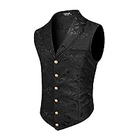 COOFANDY Mens Suit Vest Paisley Floral Victorian Vests Gothic Steampunk Formal Waistcoat Tuxedo Vests with Notched Lapels