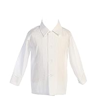 Boys White or Ivory Long Sleeve Pleat Child's Tuxedo Dress Shirt - Baby to Teen