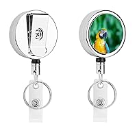 Macaw Parrot Cute Badge Holder Clip Reel Retractable Name ID Card Holders for Office Worker Doctor Nurse
