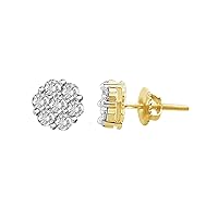 10k Gold Round Natural Diamond Flower Cluster Stud Earrings 4.50 mm (1/6 cttw, H-I Color, I3 Clarity)