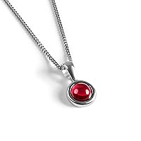 HENRYKA 925 Sterling Silver & Natural Gemstone Round Charm Necklace | Minimal Pendant | Bridesmaid Jewellery | Hypoallergenic Women's Jewellery with Gift Box