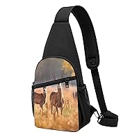 Sling Bag Crossbody for Women Fanny Pack Deer in Autumn Field Chest Bag Daypack for Hiking Travel Waist Bag