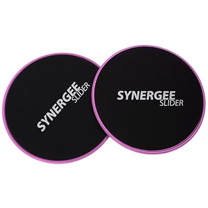 Synergee Core Sliders. Dual Sided Use on Carpet or Hardwood Floors. Abdominal Exercise Equipment