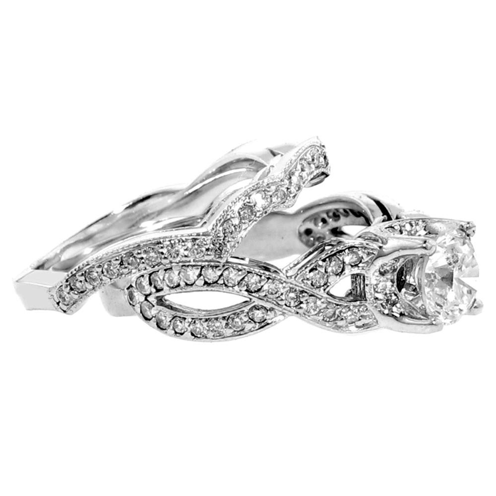 VIP Jewelry Art 1.40 CT TW GIA Certified Braided Diamond Engagement Set in Platinum Setting