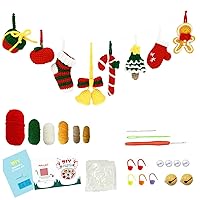 1Set Crochet Kits for Beginners Adults Christmas Gingerbread Man Crochet Hooks Sets with Crochet Hooks Needles Yarn Yarn Set Crochet for Adults Kids DIY