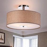 Chandeliers Modern Minimalist Ceiling Light Elegant Fabric Lampshade Creative 3-Flames Round Light Brown Ceiling Lamp Living Room Dining Room Corridor Study Fashion Art Ceiling Lighting Max. 60W
