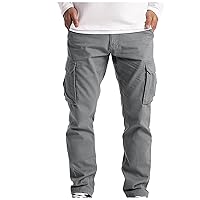 WENKOMG1 Mens Business Casual Pants Work Sports Cargo Pants Thin Straight Leg Trousers Lightweight Multi-Pocket Dungaree