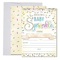 Baby Sprinkle Invitations for Girl and Boy, Gender Neutral Baby Shower Decoration and Supplies, 20 Fill-In Invites + Envelopes
