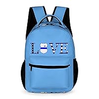 Blue Line Love Police Backpack Adjustable Strap Laptop Backpack Casual Business Travel Bags for Women Men