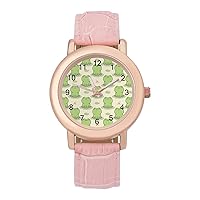 Cute Frog Classic Watches for Women Funny Graphic Pink Girls Watch Easy to Read