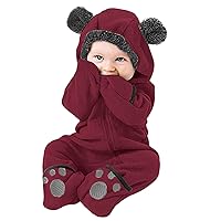 Thick Winter Jacket for Girls Footed Girl Coat Jumpsuit Ears Hooded Bear Romper Boy Baby Infant Fleece Girls