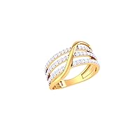 Jewels 14K Gold 0.48 Carat (H-I Color,SI2-I1 Clarity) Natural Diamond Band Ring