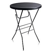 32in Cocktail Table Black High Top Folding Table, Portable Bar Height Folding Table Round with Removable Carbon Black Legs, Indoor Outdoor Banquet Table for Parties, Commercial, Speech