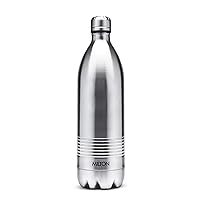 Milton Insulated Water Bottle 1 Liter, Stainless Steel Double Walled Vacuum for 24 Hours Hot and Cold with Cover, Leakproof, BPA Free, Thermosteel Duo-DLX 1000 (34 oz) Silver