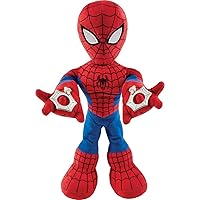 Marvel Spider-Man Plush Toy, City Swinging Soft Doll, 11-inch Super Hero Figure with Web-Swinging Action, Lights and Sounds