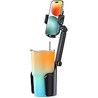 Cup Holder Phone Mount, Eco-Friendly Easy Install 2-in-1 Rotatable Car Phone Holders Cell Expander for 4-7