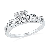 DGOLD Sterling Silver Round Diamond Promise Ring (1/4CTTW)
