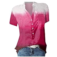 Basic Tees for Women, Women's Casual Printed V-Neck Short Sleeved Shirt Pullover Loose Blouse Tops