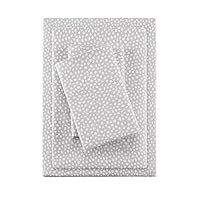 Sleep Philosophy True North Cozy Flannel Warm 100% Cotton Sheet - Novelty Print Animals Stars Cute Ultra Soft Cold Weather Bedding Set, Twin, Grey Dots 3 Piece