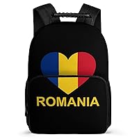Love Romania Backpack Adjustable Strap Daypack 16 Inch Double Shoulder Backpack Laptop Business Bag for Hiking Travel