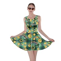 CowCow Womens Irish Outfits Green Shamrock Pattern ST Patrick's Day Clover Leaves Leprechauns Skater Dress, XS-5XL