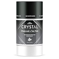 Crystal Magnesium Solid Stick Natural Deodorant, Non-Irritating Aluminum Free Deodorant for Men or Women, Safely and Effectively Fights Odor, Baking Soda Free, Charcoal & Tea Tree, 2.5 oz