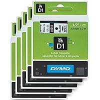DYMO Standard D1 Labeling Tape for Labe lManager Label Makers, Black Print on White Tape, 1/2