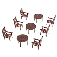4 Sets Mini Table and Chairs 1/75 Mini Table & Chairs for Fairy Gardens & Dollhouses Dollhouse Chair Bonsai Ornament Desk Wooden Toys Micro Scene Miniature Plastic Casual Outfit