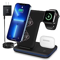 Charger Station for Apple Multiple Devices, ZHIKE 3 in 1 Wireless Charger Stand Dock for iPhone 14 13 12 11 Pro X XS 8 Plus Apple Watch Series 7 6 SE 5 4 3 2 & AirPods 3/2/Pro with Adapter