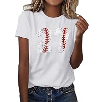 Long Sleeve Shirts for Women Plus Size 2X Women Fashion T Shirt Baseball Print Short Sleeve Summer Casual Tuni