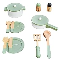 Teamson Kids - Play Kitchen Accessories Little Chef 14 Pieces Cookware Set Includes Utensils, Pots, Pans, Plates