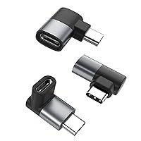 Basesailor 90 Degree USB C Adapter 3Pack,Right Angle USB C Male to Type C 40Gbps 100W Female Extender Connector,Thunderbolt 3 Up&Down Extension Converter for iPhone 15,MacBook,Steam Deck,Switch,Laptop