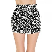 Khanomak Women's Leopard Print Paper Bag Rayon Loose Elastic Waist Shorts Pants