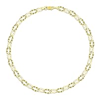 14k White Yellow Gold Hammered Oval Link Anklet, Diamond Cut Textured Cable Anklet,Summer Anklet