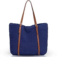 Hand-woven Soft Large Straw Shoulder Bag with Boho Straw Handle Tote Retro Summer Beach Bag Rattan Handbag