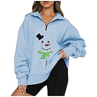 Christmas Quarter Zip Pullover For Women Oversized Graphic Sweatshirt Long Sleeve Hoodie Tops Y2k Festival Outfits