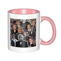 George Clooney Collage Coffee Mug 11 Oz Ceramic Tea Cup With Handle For Office Home Gift Men Women Pink