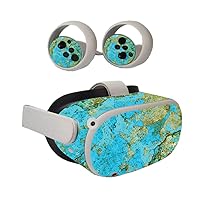 MightySkins Skin Compatible with Oculus Quest 2 - Teal Marble | Protective, Durable, and Unique Vinyl Decal wrap Cover | Easy to Apply, Remove, and Change Styles | Made in The USA