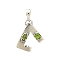 925 Sterling Silver Peridot Picasso Style Pendant